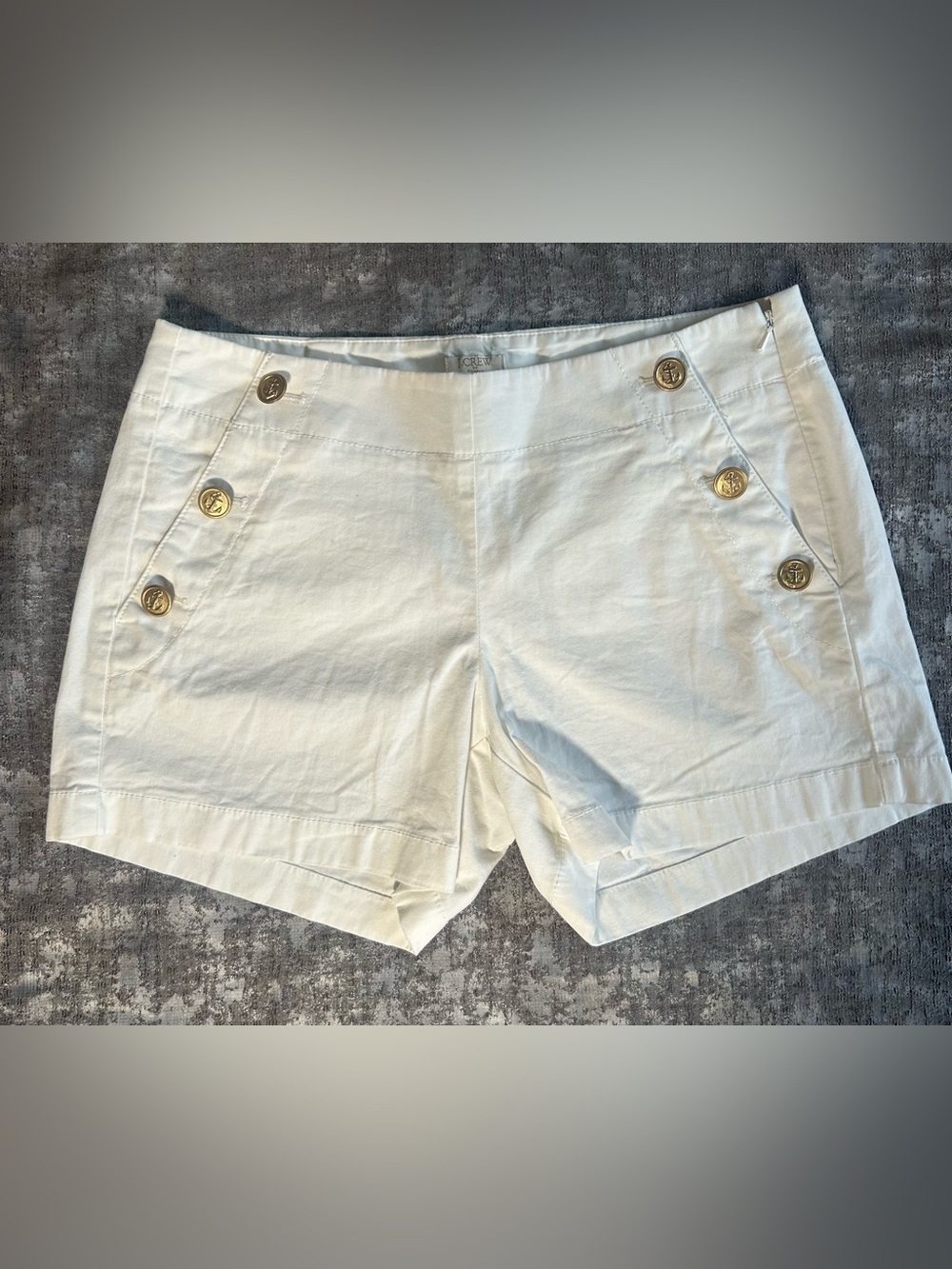 J. Crew White Cotton Nautical Button Bermuda Shorts